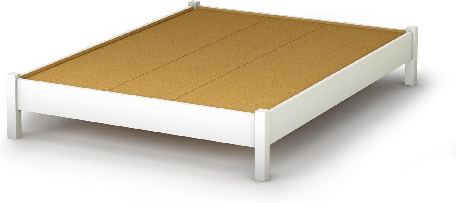 Sleek Pure White Full Platform Bed with Bold Legs