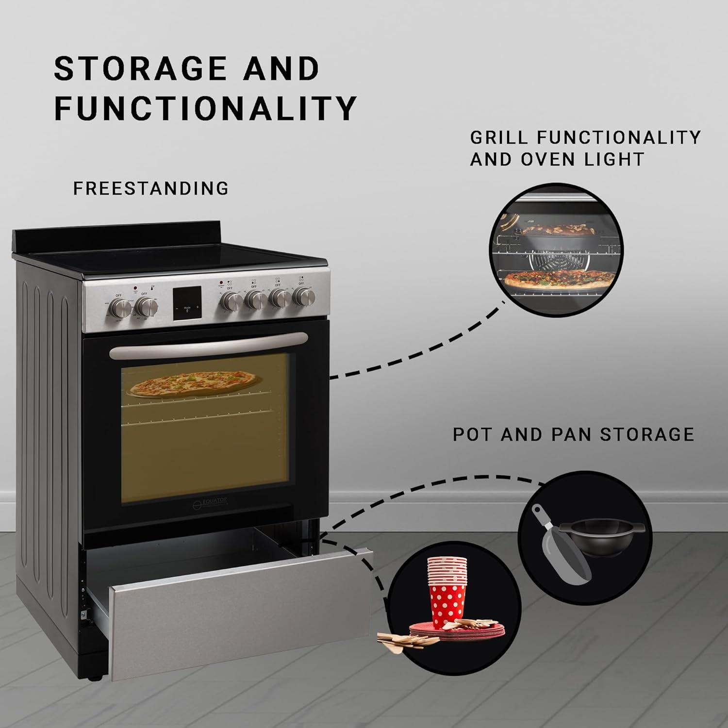 Equator Advanced Appliances Equator 24 Freestanding Electric Cooking Range in Stainless with Convection Oven