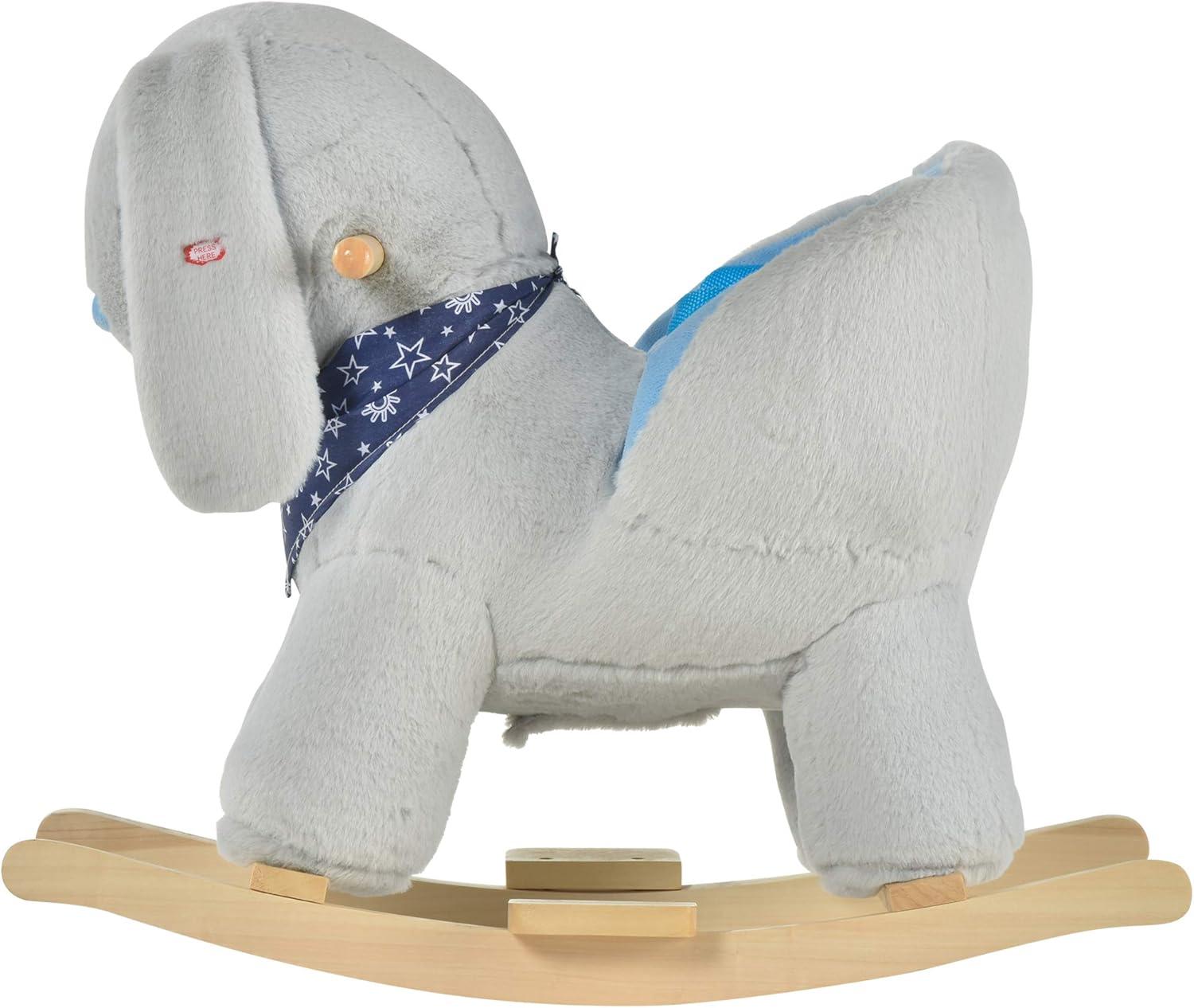 Qaba Kids Ride-On Rocking Horse Toy Bunny Rocker with Fun Play Music & Soft Plush Fabric for Children 18-36 Months