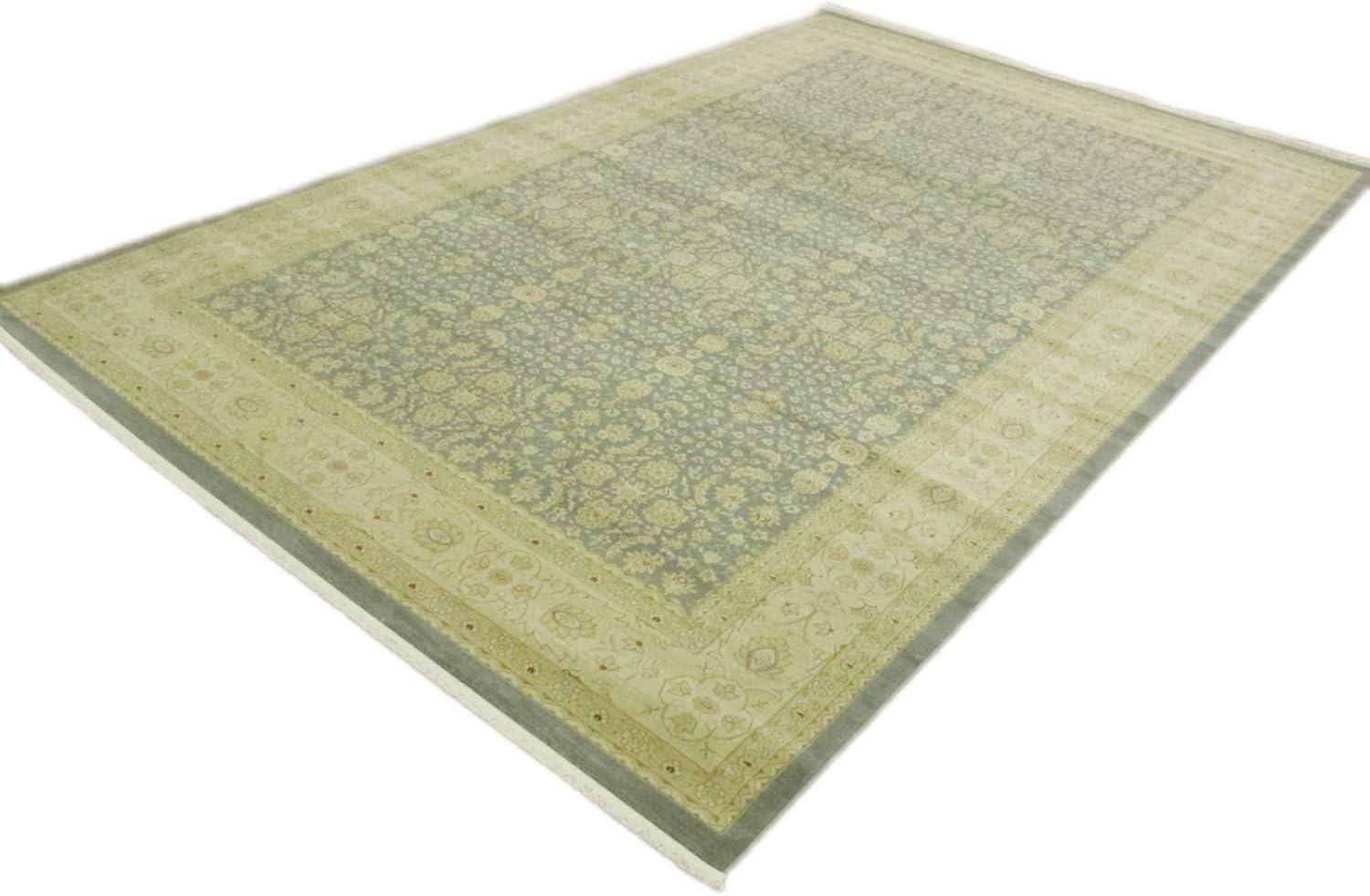 Edinburgh Blue and Beige Rectangular Synthetic Area Rug