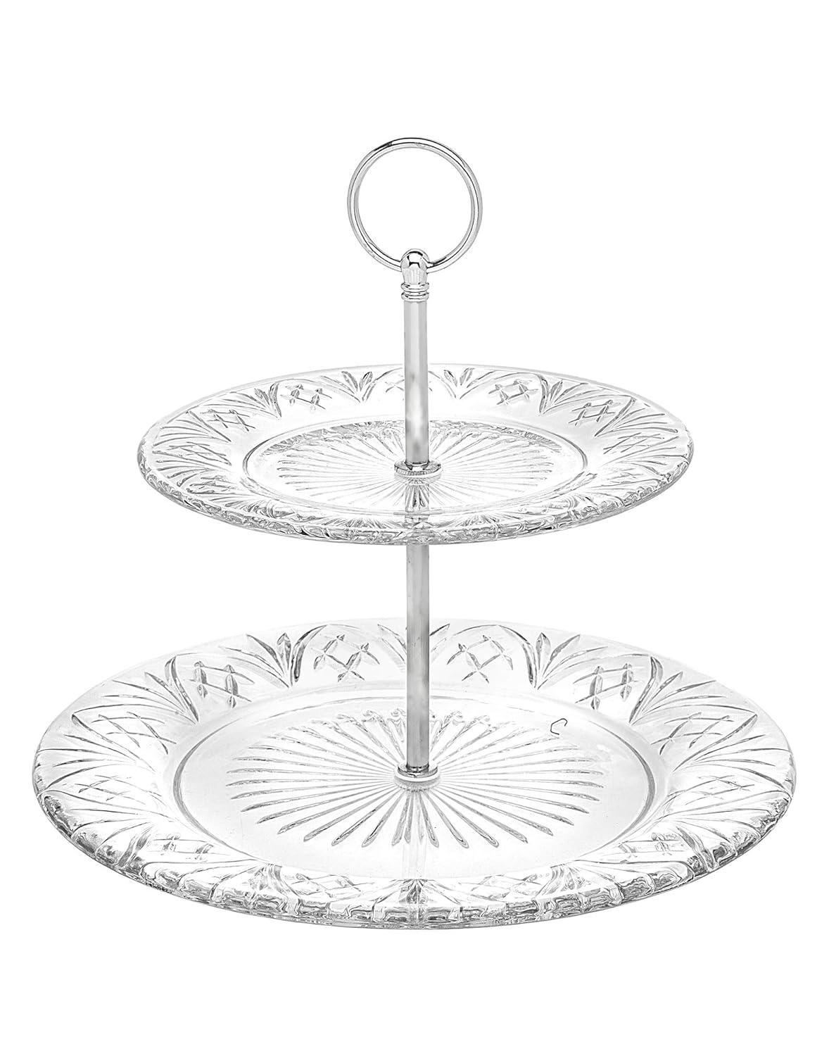 Godinger Silver Art Co Dublin Crystal 2 Tiered Serving Stand