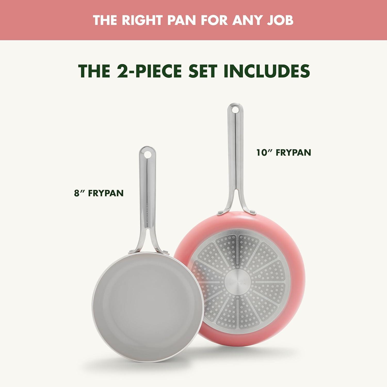 Coral Ceramic Nonstick Frying Pan Set with Stainless Steel Handles
