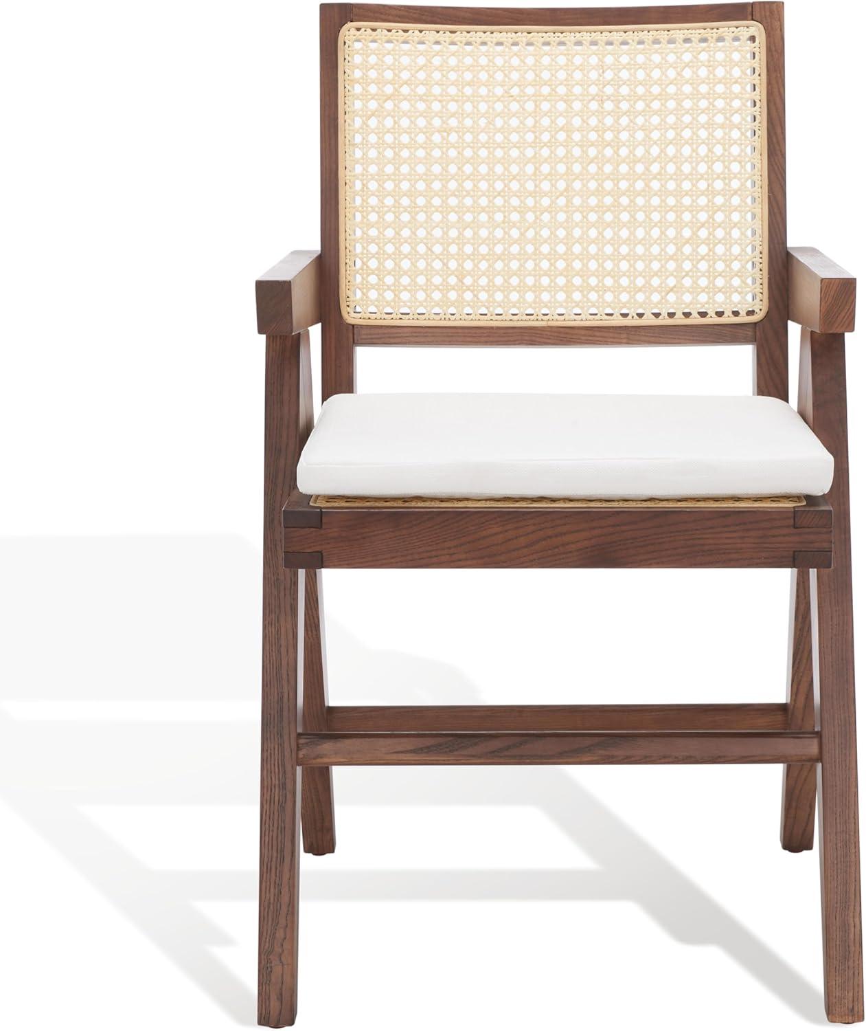 SAFAVIEH Couture Colette Contemporay Linen Solid Dining Armchair, Walnut/Natural
