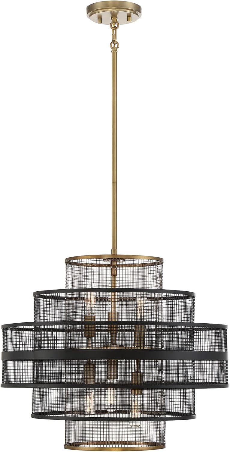 Kelvin 20" Matte Black and Brass Industrial Pendant Light