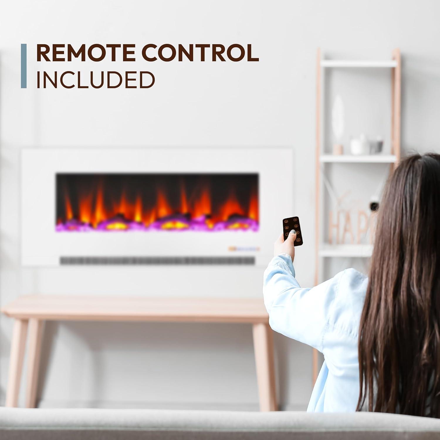 Cambridge Cambridge Wall Mount Electric Fireplace Heater with Remote Control for Indoor Use in Living Room, Bedroom, Home Office