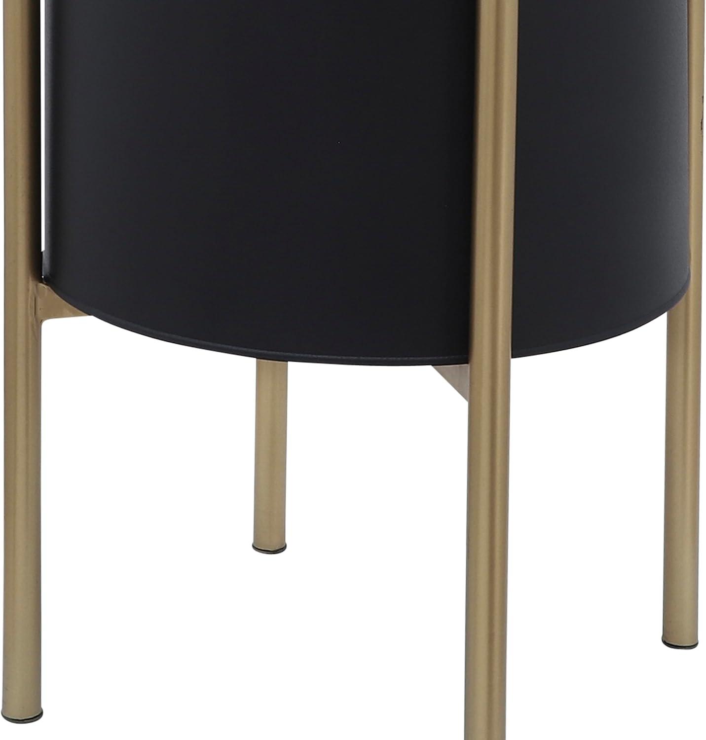 S/2 PLANTER ON METAL STAND, BLACK/GLD