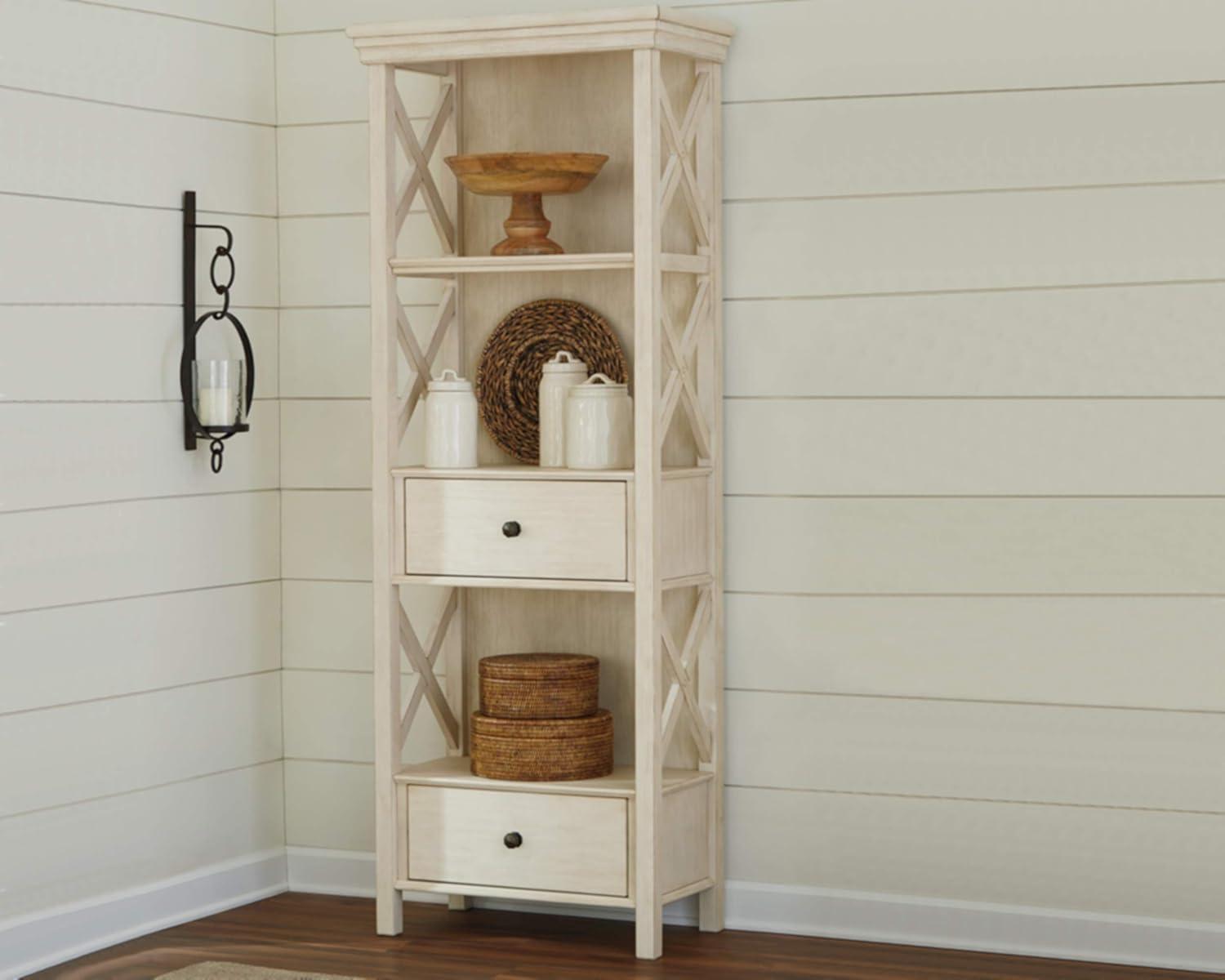 Signature Design by Ashley Bolanburg 2 Drawer Display Cabinet, Antique White