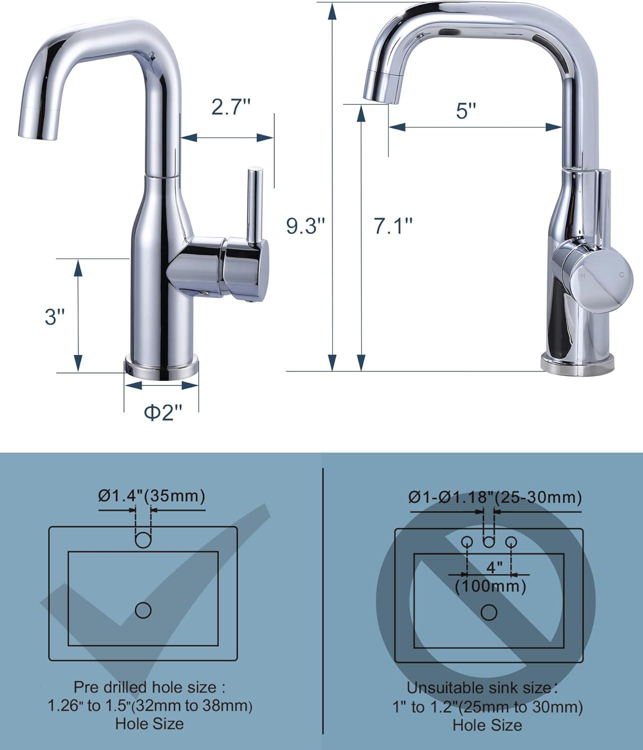 Aleasha Single Handle Deck Mounted Bar Faucet Inclued Supply Lines AL-4M04C