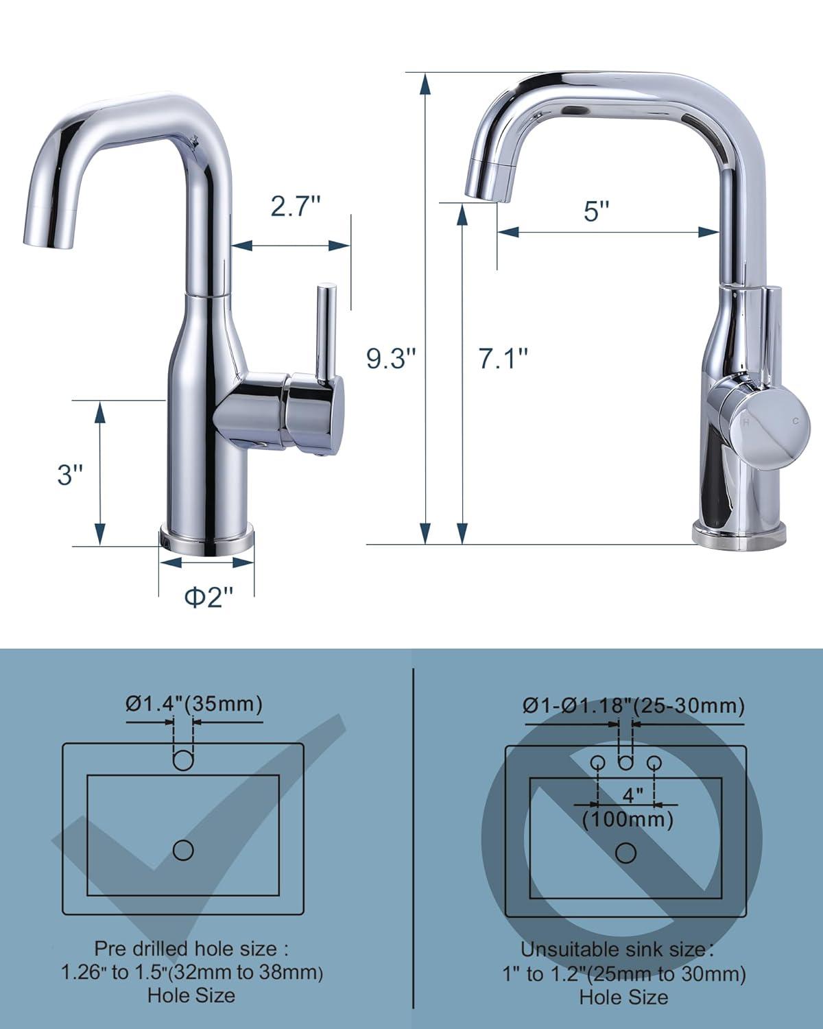 Aleasha Single Handle Deck Mounted Bar Faucet Inclued Supply Lines AL-4M04C