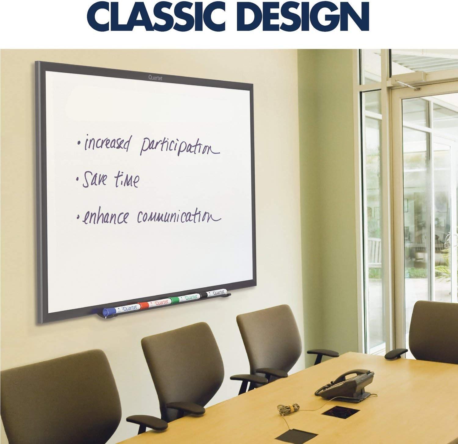 96'' x 48'' White Melamine Dry Erase Board with Black Aluminum Frame