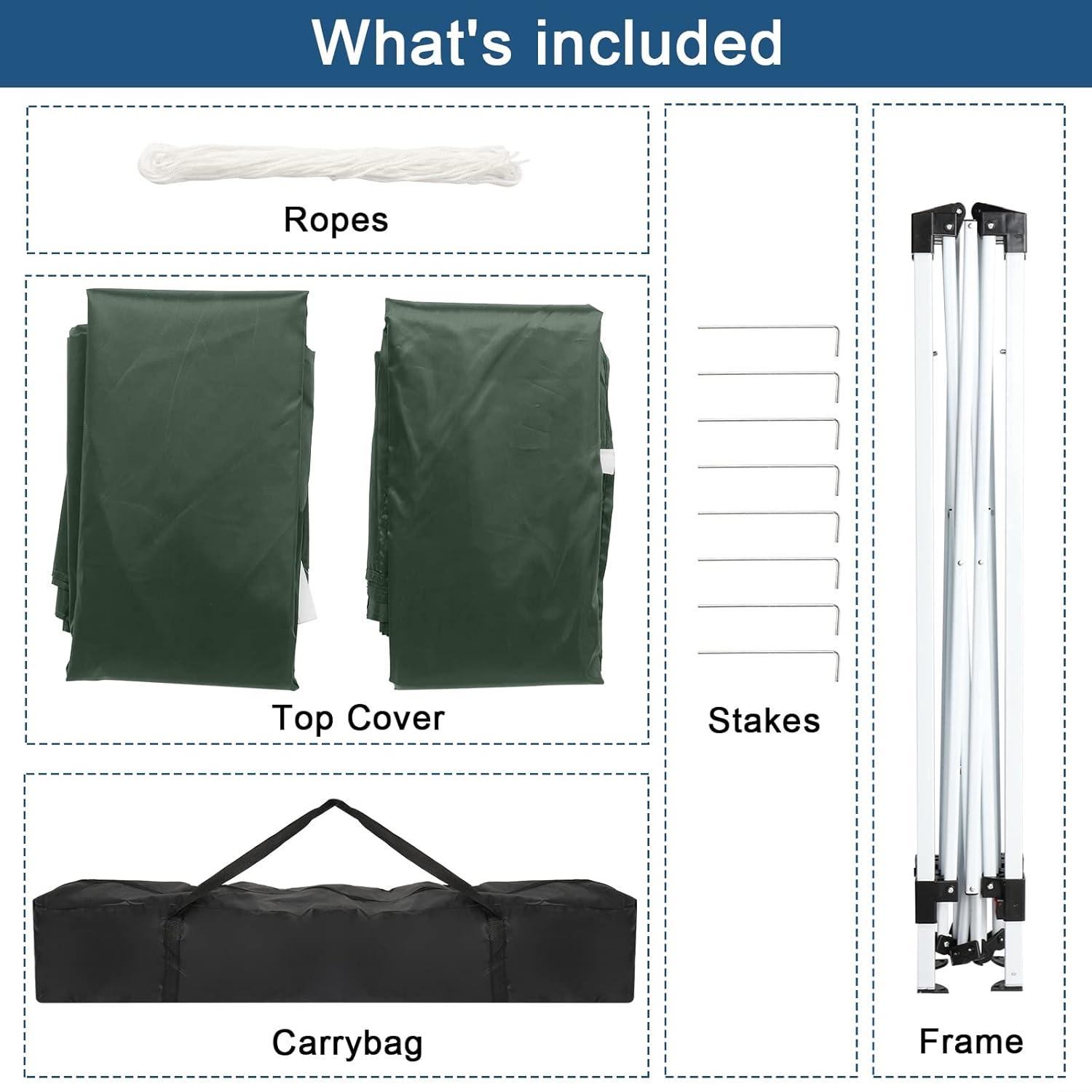 6.5x6.5ft Pop Up Canopy Tent, Outdoor Instant Shelter Folding Canopy with 4 Side Walls and Carry Bag for Commercial Events, Party, Backyard BBQ, Camping (Green)