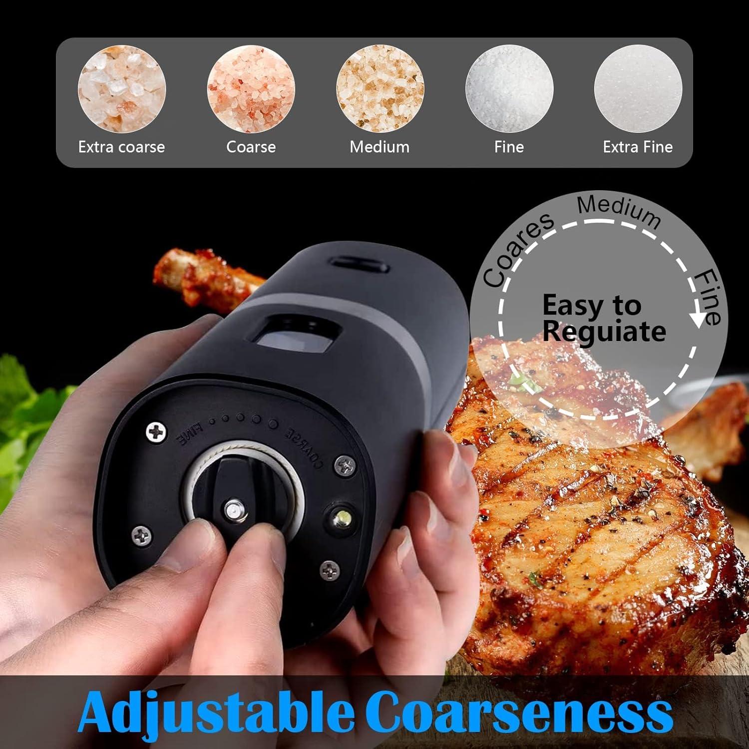 Padsun Set Electric Black Salt & Pepper Grinder USB High-capacity  Mill Grinder