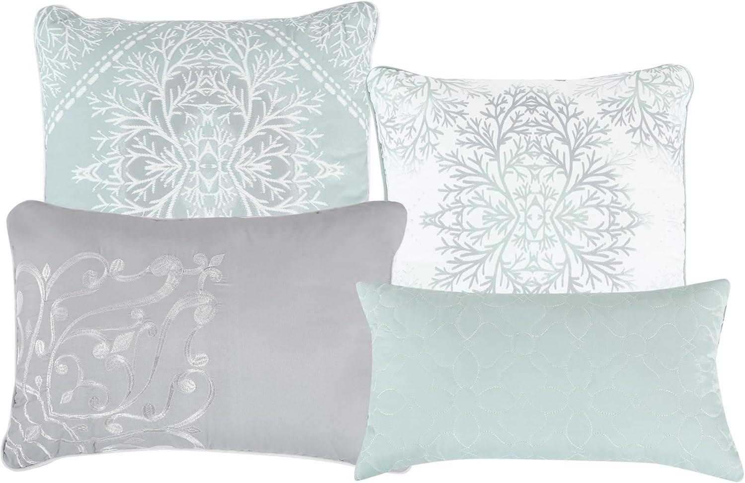 King Size 7 Piece Burgundy Brown Embroidery Soft Bedding Comforter Set