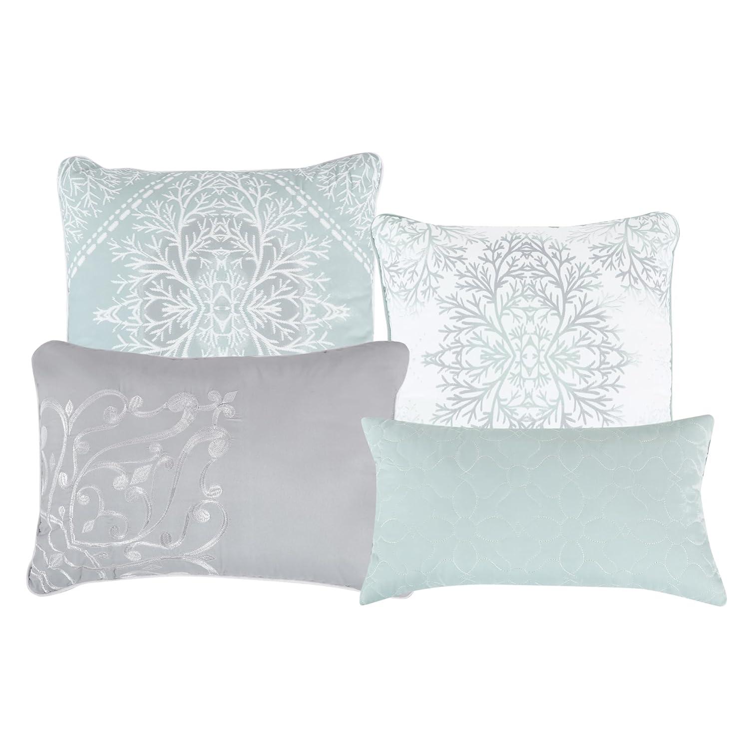 King Size 7 Piece Burgundy Brown Embroidery Soft Bedding Comforter Set