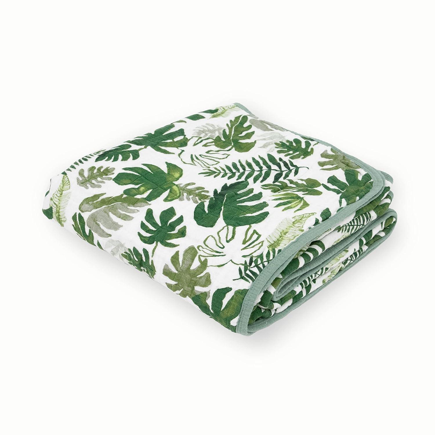 Little Unicorn Cotton Muslin Quilt Blanket - Tropical Leaf