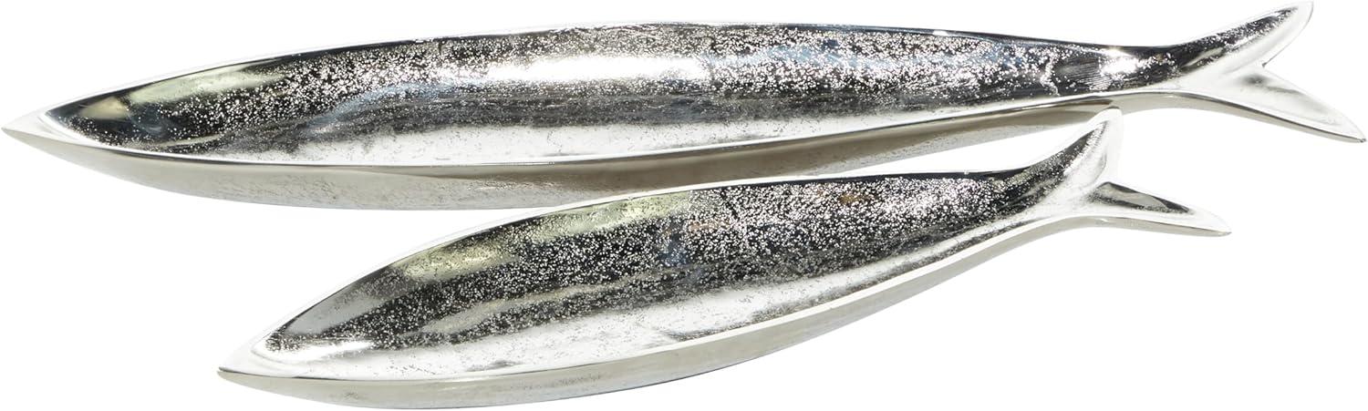 Silver Polished Aluminum Fish Shaped Oval Tray Set