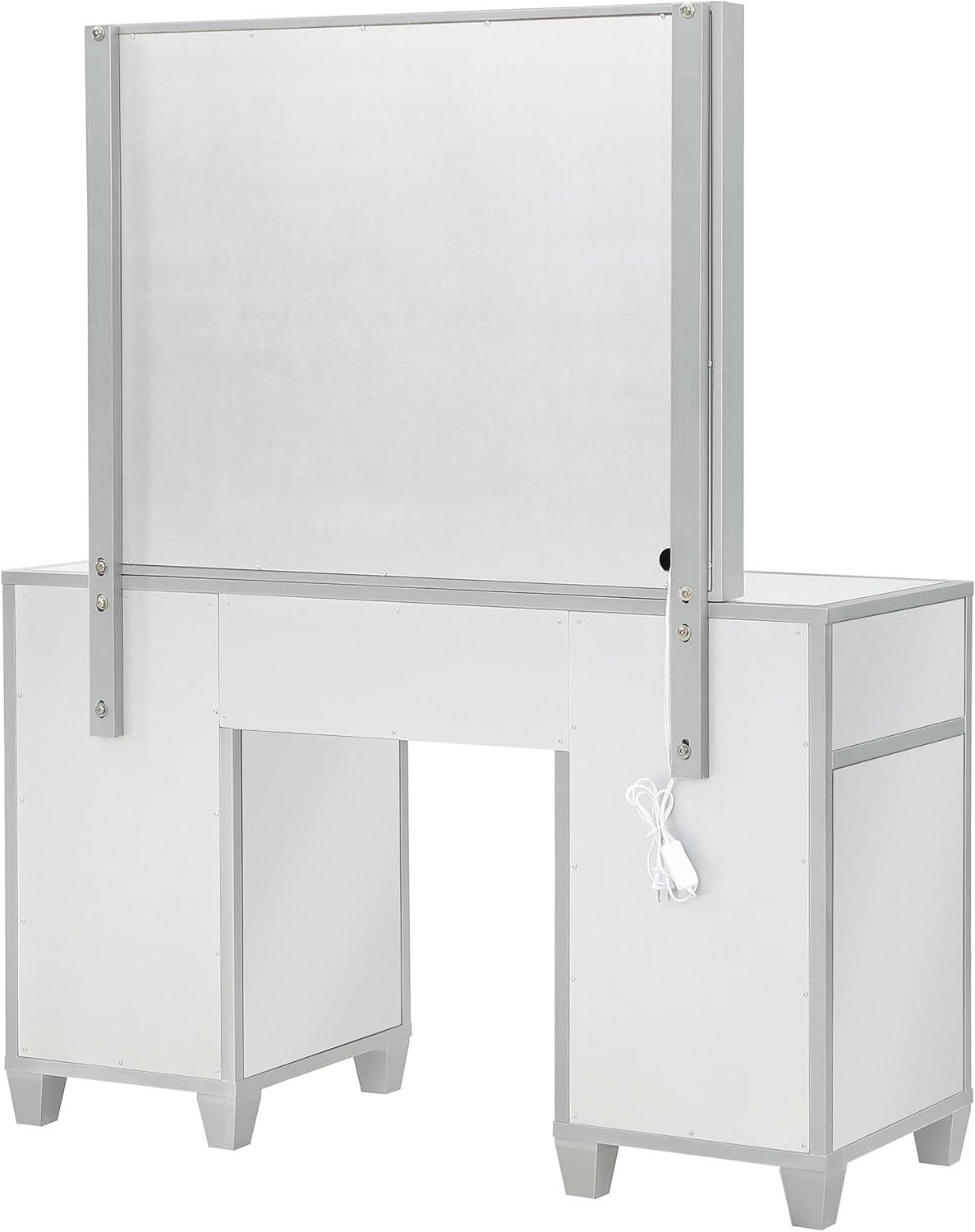 Coaster Allora 9-drawer Mirrored Storage Vanity Set with Hollywood Lighting Metallic