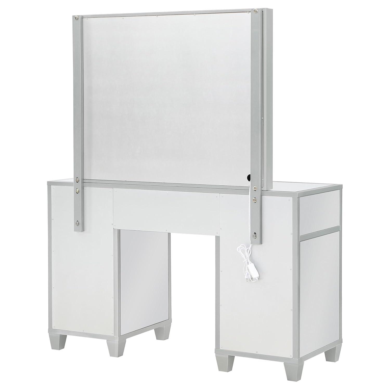 Coaster Allora 9-drawer Mirrored Storage Vanity Set with Hollywood Lighting Metallic