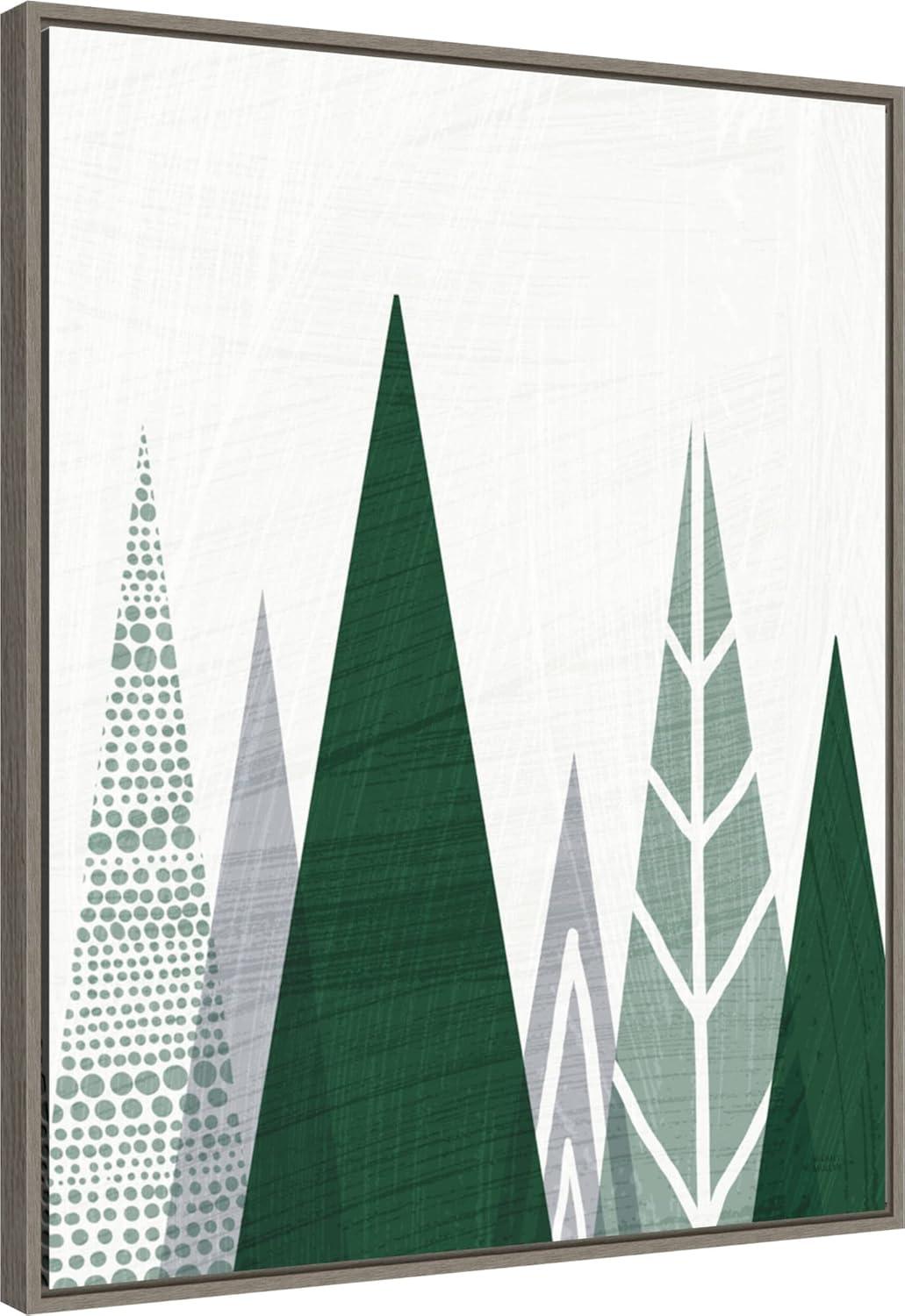 Amanti Art Geometric Forest II Green Gray by Michael Mullan Canvas Wall Art Print Framed 23-in. x 28-in.