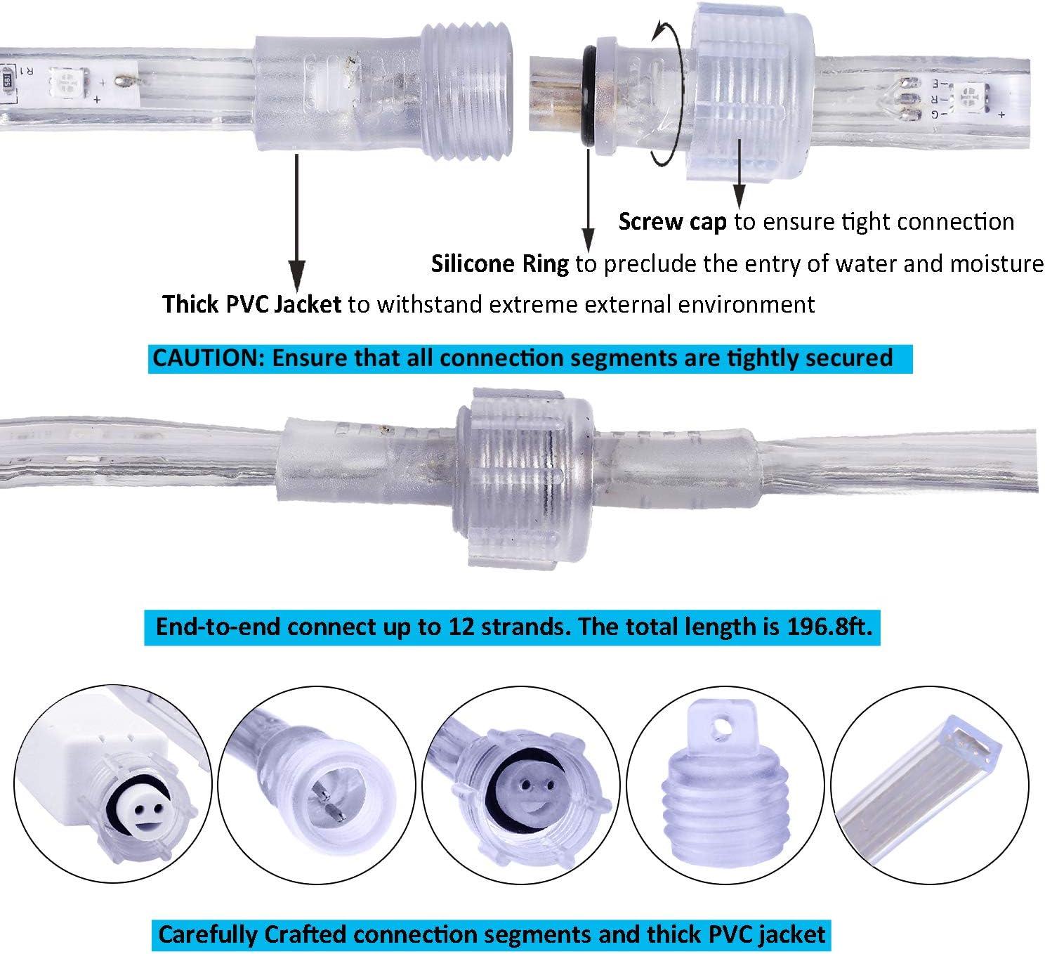 Led Strip Lights 16.4 Feet Outdoor Led Lights Waterproof 300 LEDs Flexible Led Light Strips Color Changing Music Sync RGB Rope Light with Remote Smart Led Lights for Bedroom Home Kitchen