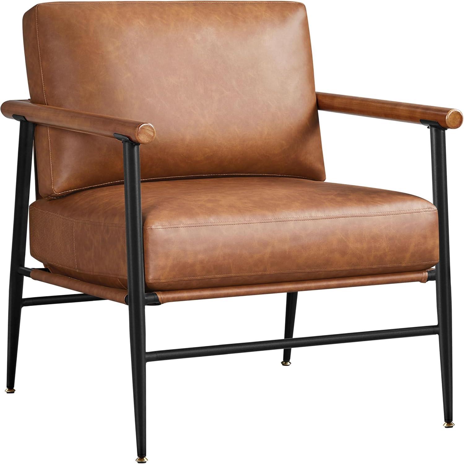 Renwick Mid-century Modern Upholstered Accent Chair for Living Room, Retro Brown