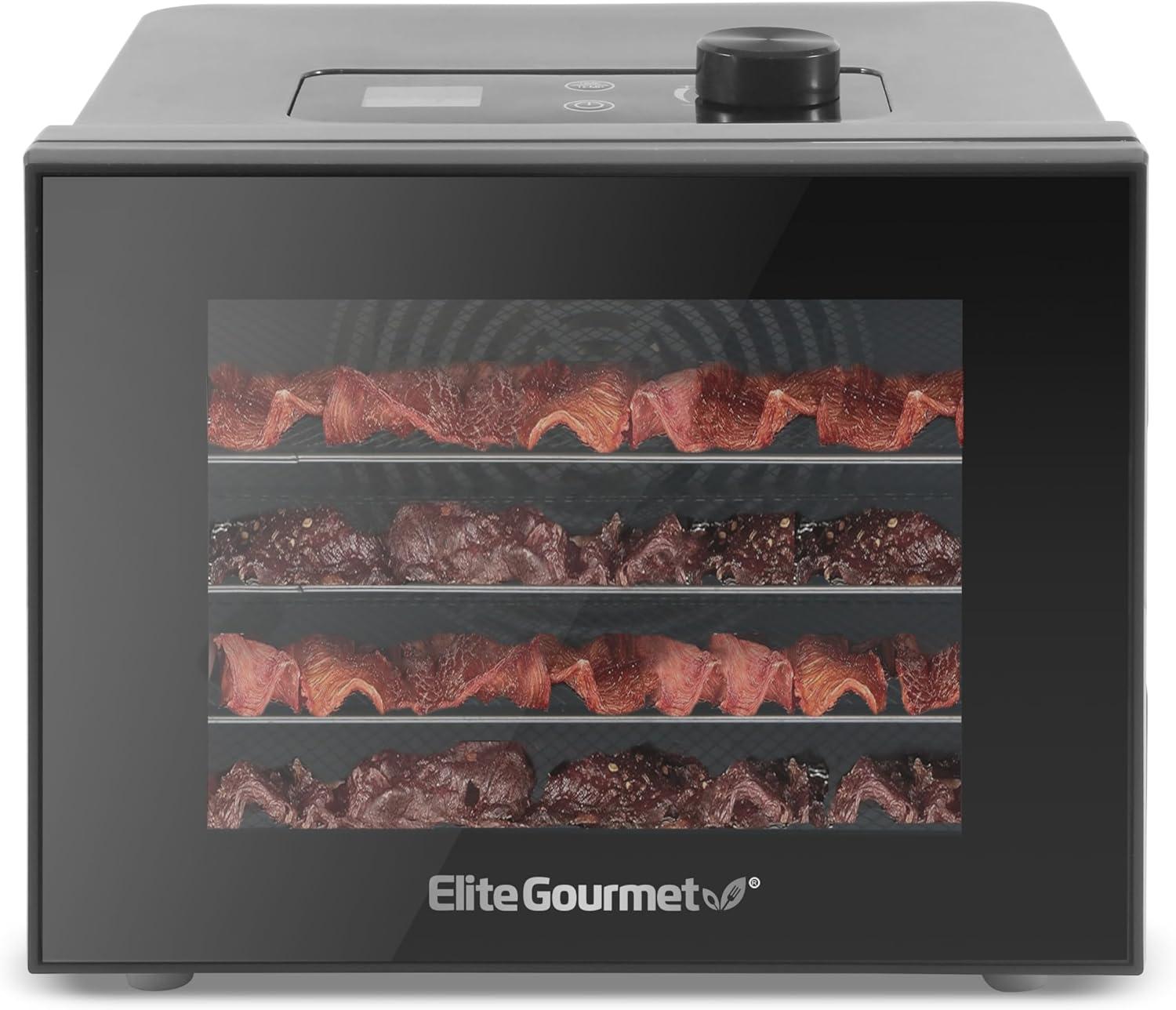 Elite Gourmet Digital Food Dehydrator with 4 Stainless Steel Trays