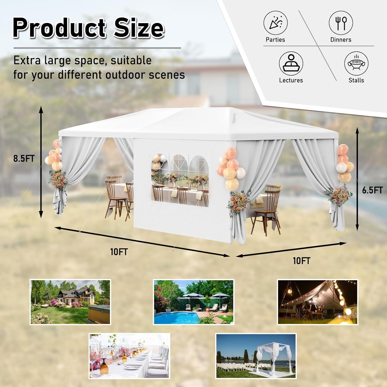 Ktaxon 10'x 20' Third Generation Gazebo Canopy Outdoor Party Wedding Tent 4 Sidewalls