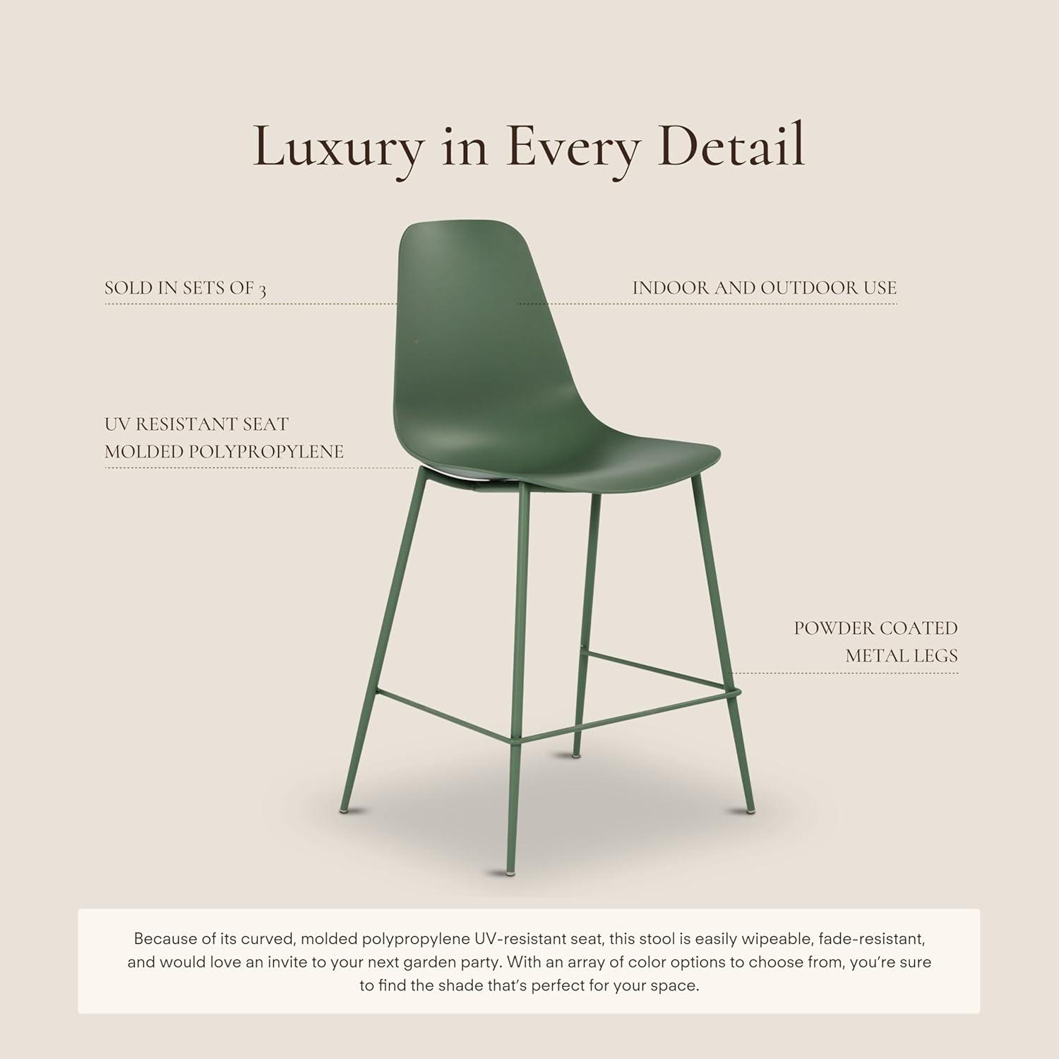 Poly and Bark Poly & Bark Isla Counter Stool (Set of 3) - 25" Seat Height Pistachio Green