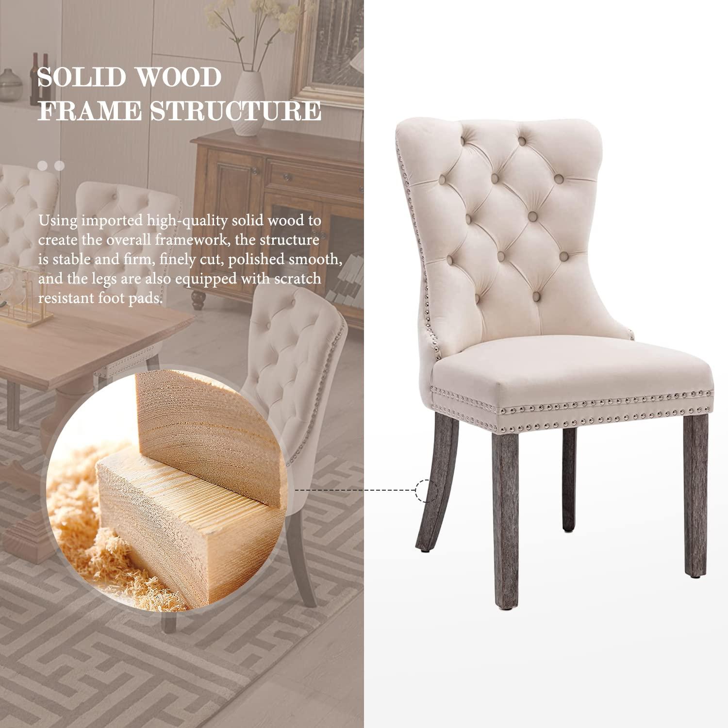 Velvet Upholstered Wing Back Dining Chair (Set of 6)