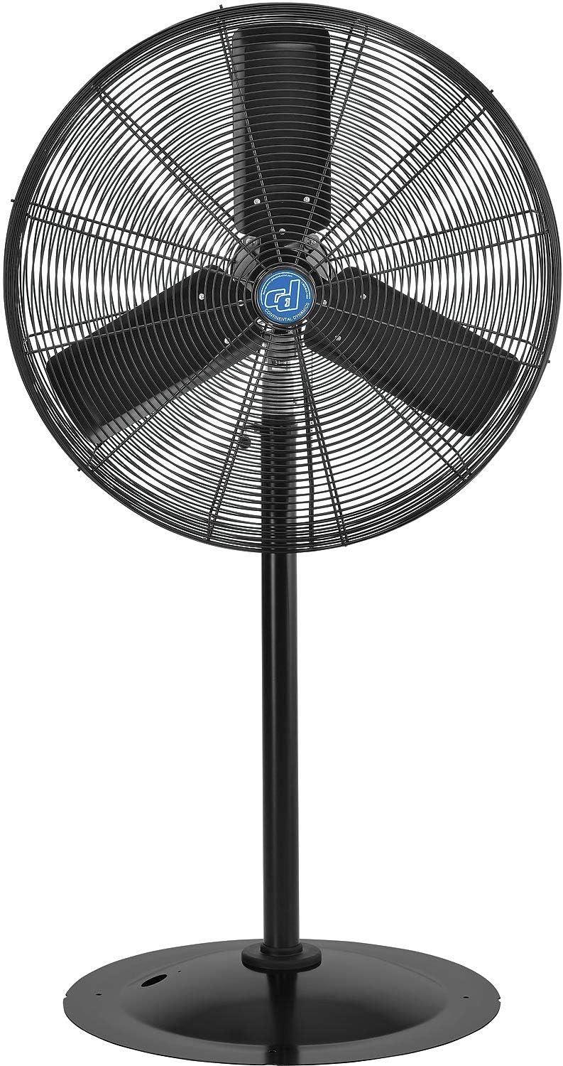 30" Black Industrial Oscillating Pedestal Fan with Adjustable Height