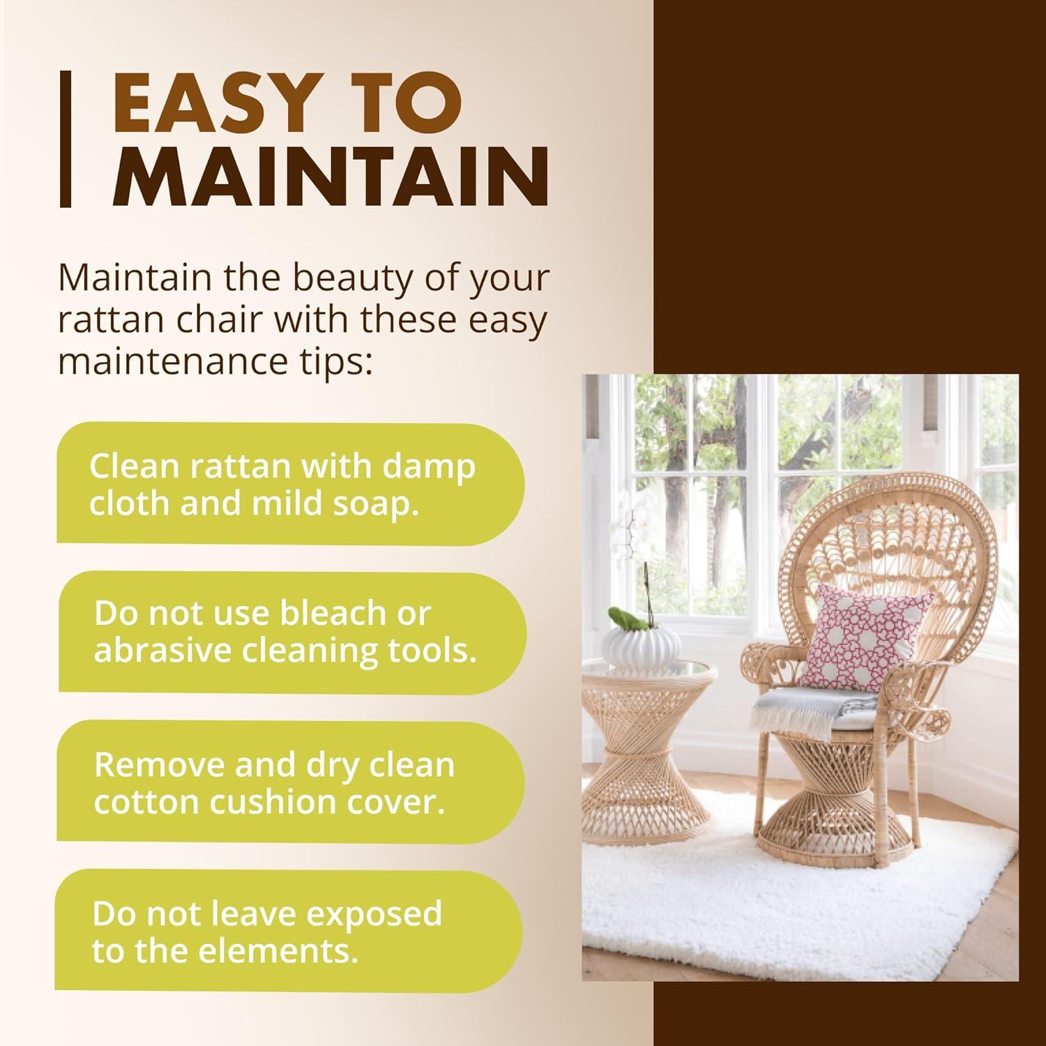 KOUBOO Peacock Grand Peacock Chair, Rattan Chair, Handmade, Accent Chair, Vintage, Retro, Boho, Furniture, Sunroom, Natural