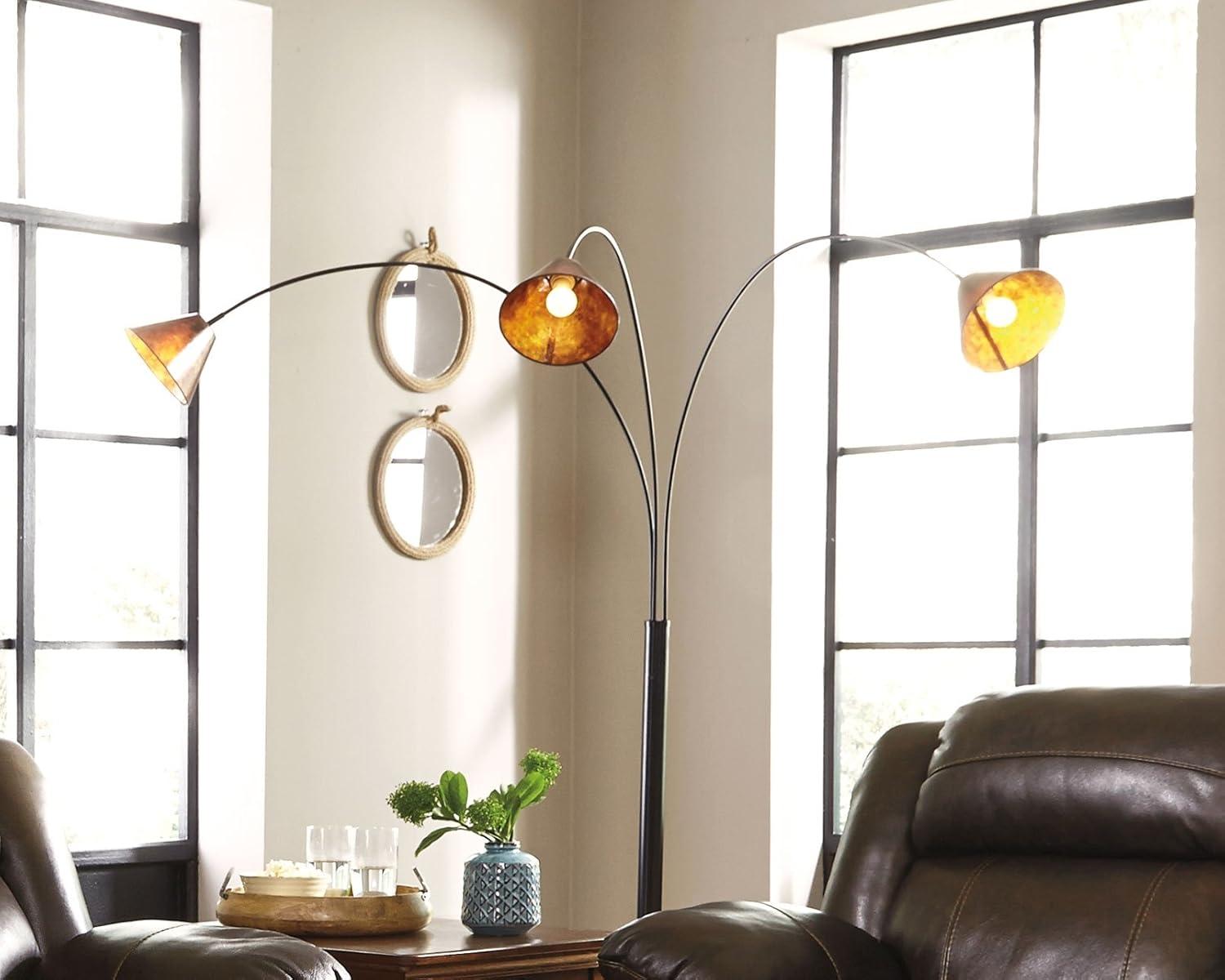 Adjustable Black Multi-Head Arc Floor Lamp