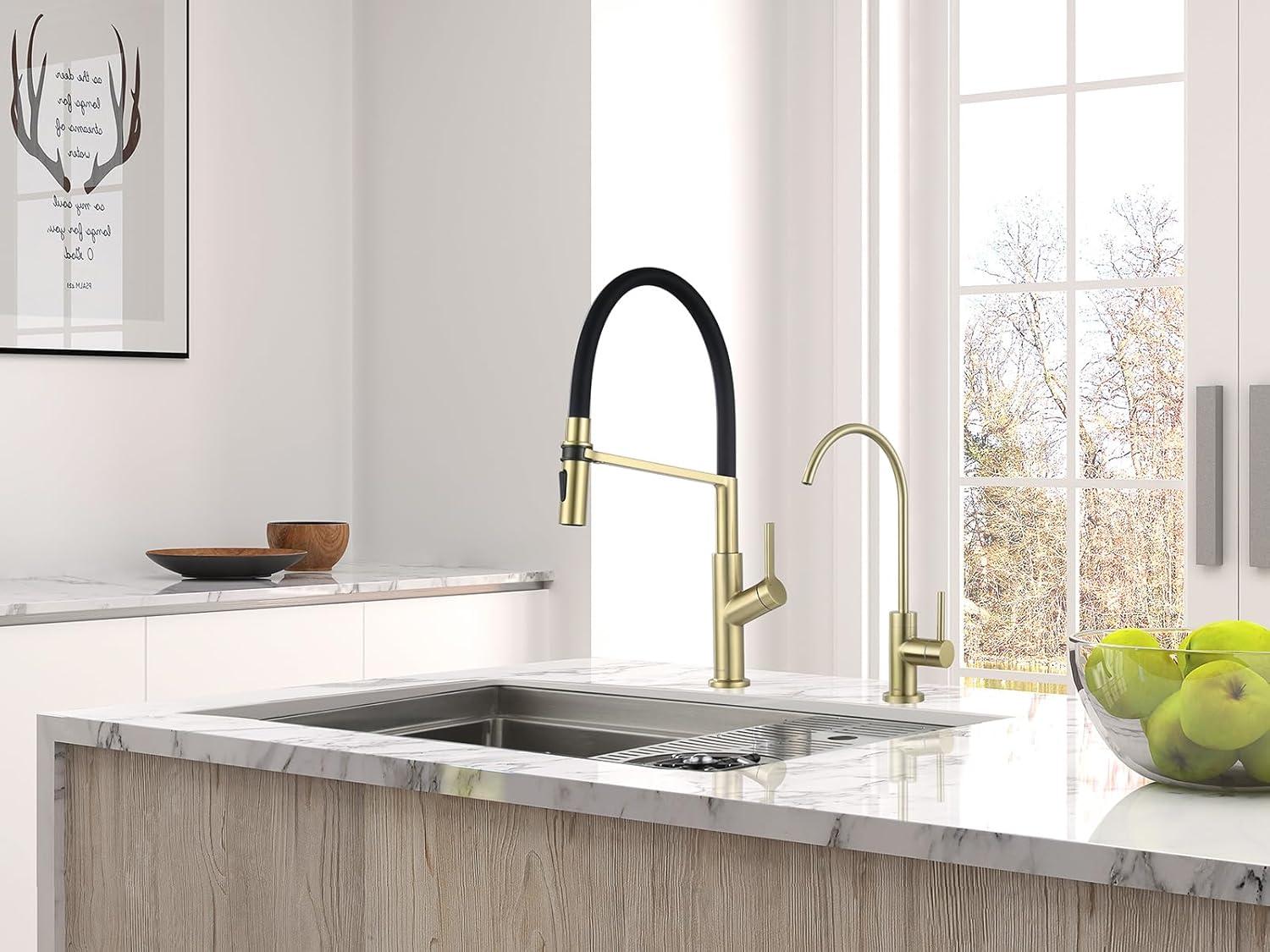 AS75CB Champagne Bronze and Black Kitchen Sink Faucet with Pull Down Sprayer Single Handle