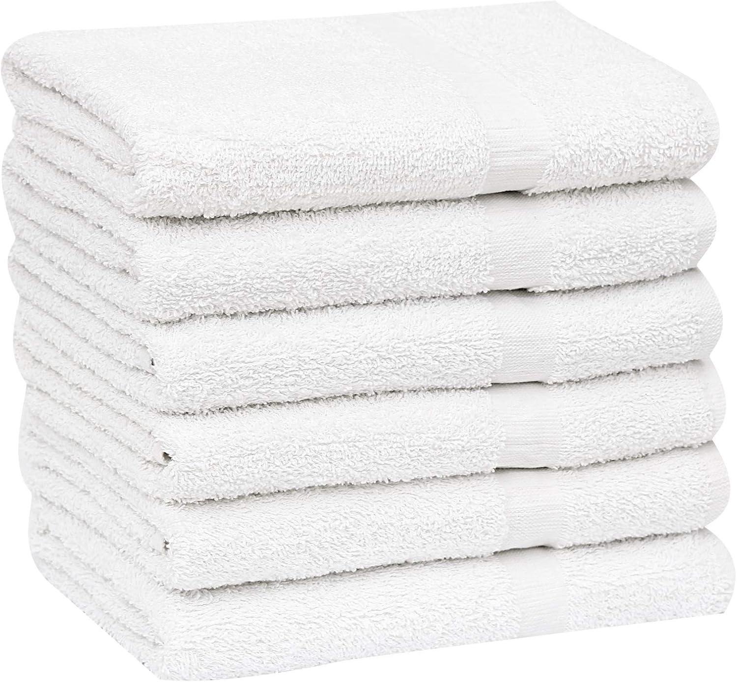 White Cotton Blend Economy Bath Towels Set of 6