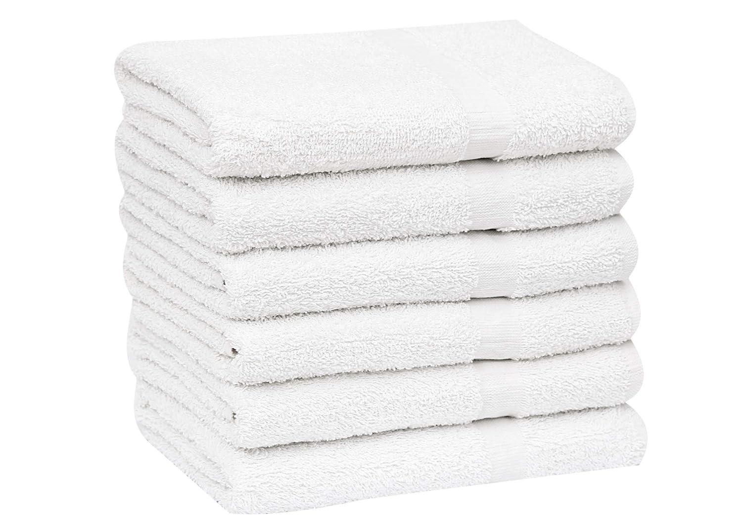 GOLD TEXTILES 6 White Economy Bath Towels Bulk 24x48 Inch Cotton Blend for Softness Commercial Grade Easy Care