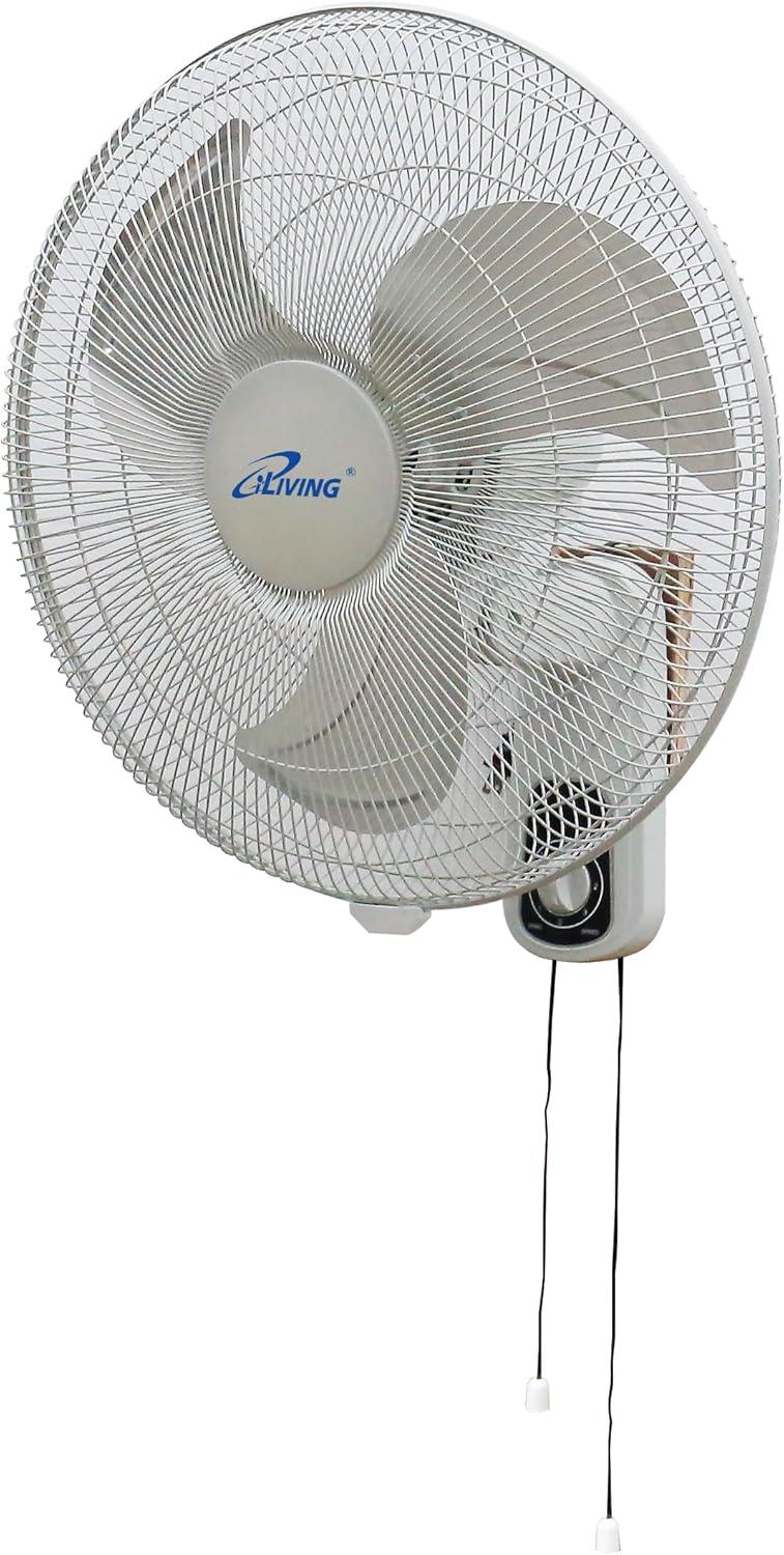 iLiving 18-Inch Metal Oscillating Wall Mount Fan with Adjustable Tilt