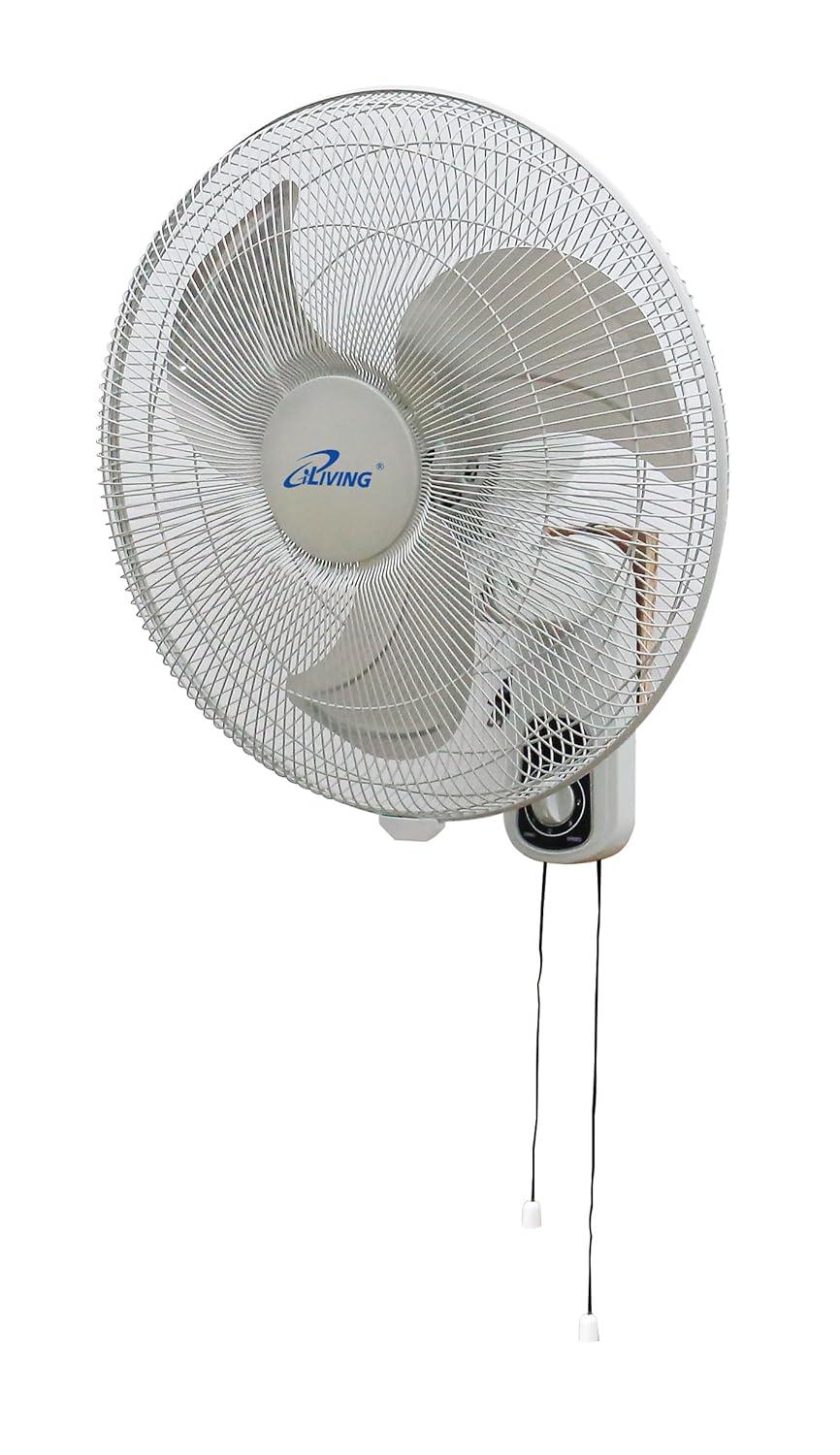 iLIVING ILG8IN18X Glow Oscillating Wall Mount Fan with Adjustable Tilt, 18-inch, 3 Speed, Metal Grille and Blade, 90 Degree Oscillation, Airflow 1650CFM, Ideal for Home, Bedroom, Gym & Office, Greenhouse