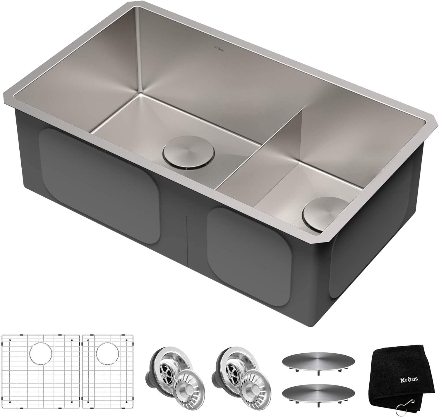 KRAUS Standart PRO™ Undermount 60/40 Double Bowl 16 Gauge Stainless Steel Kitchen Sink