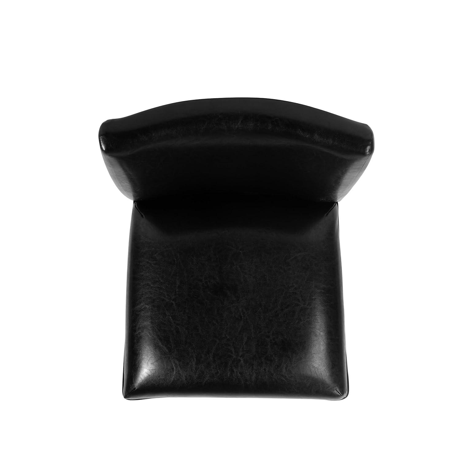 24" Faux Leather Luxury Counter Height Barstool Black - HomePop: Rubberwood Legs, Padded Back