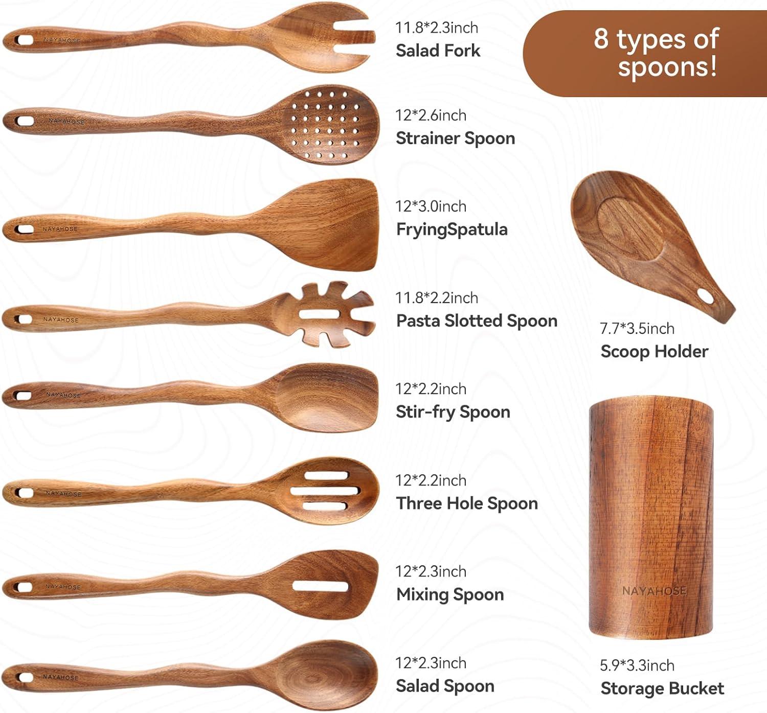 Teak Wood 10-Piece Nonstick Cooking Utensil Set