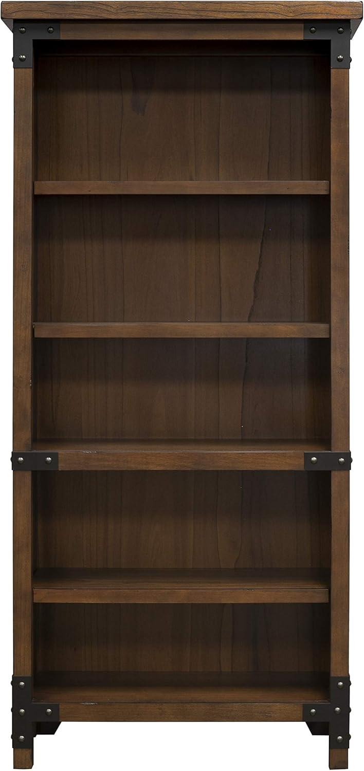 72" Addison Open Bookcase Auburn - Martin Furniture: Arched, Metal Accents, 4 Shelves