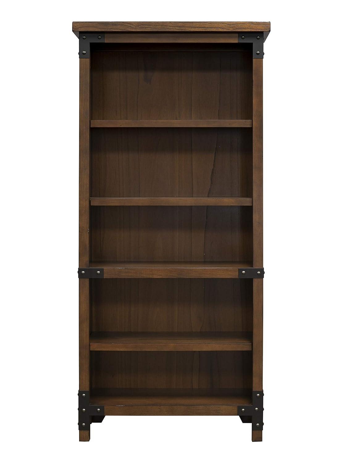 72" Addison Open Bookcase Auburn - Martin Furniture: Arched, Metal Accents, 4 Shelves