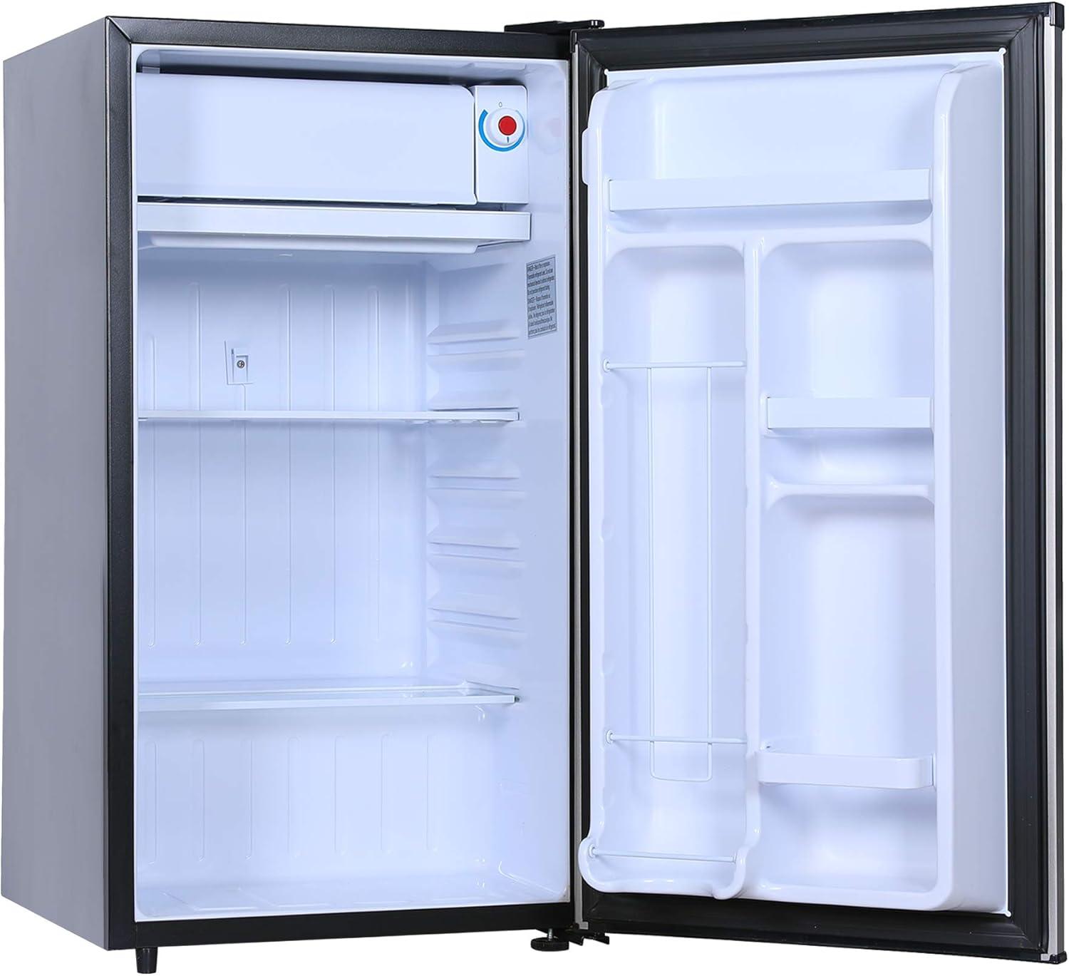 Compact Stainless Steel Smart Mini Refrigerator with Freezer Compartment