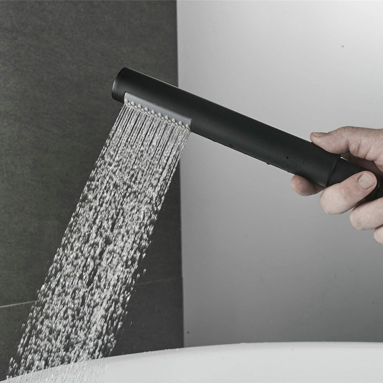 Freestanding Tub Faucet Tub Filler - Floor Mount Bathtub Faucet with Handheld Shower - Matte Black Shower Faucet Free Standing Bathroom Faucets SHUNLI