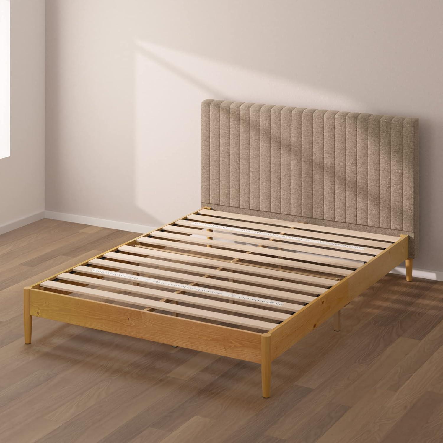 Zinus Amelia 41" Wood Platform Bed Frame with Upholstered Headboard, Full