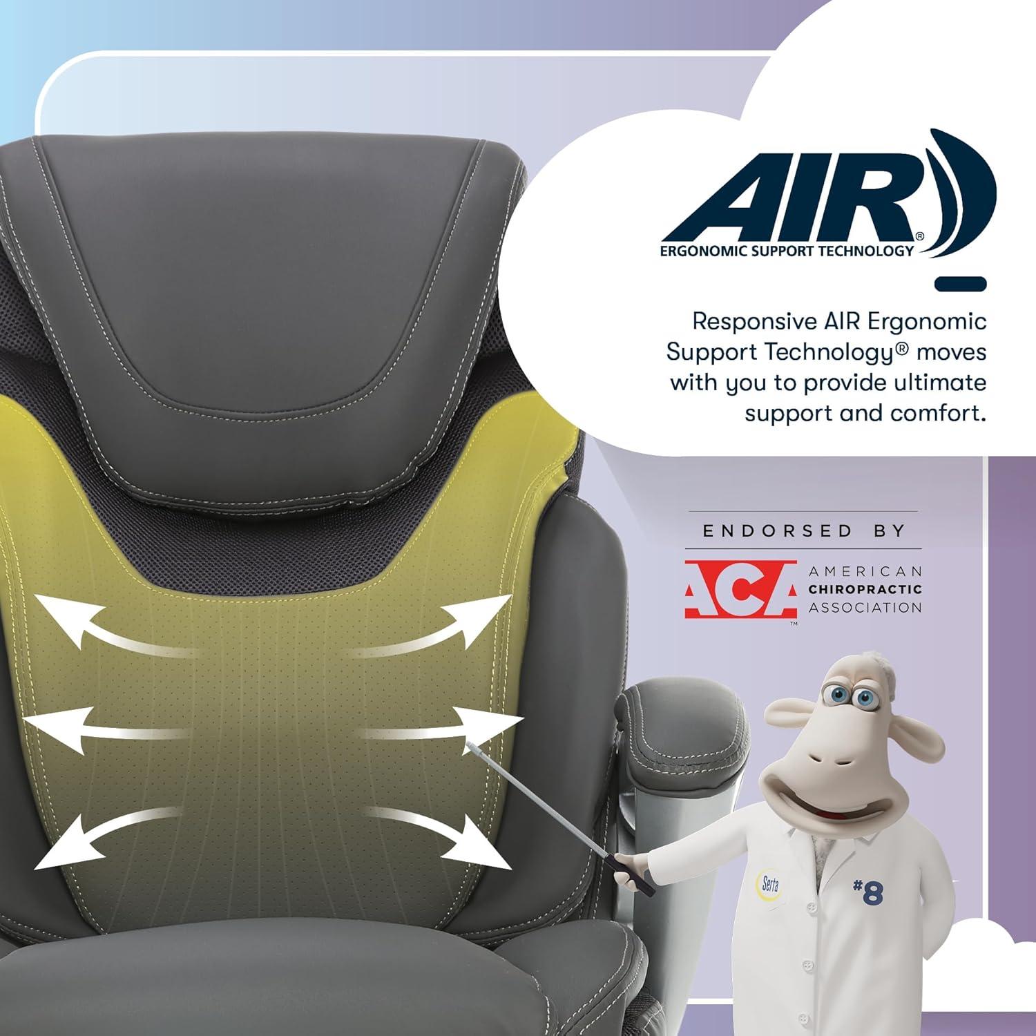 Serta Bryce Executive Office Chair with Patented AIR Lumbar Technology and Layered Body Pillows