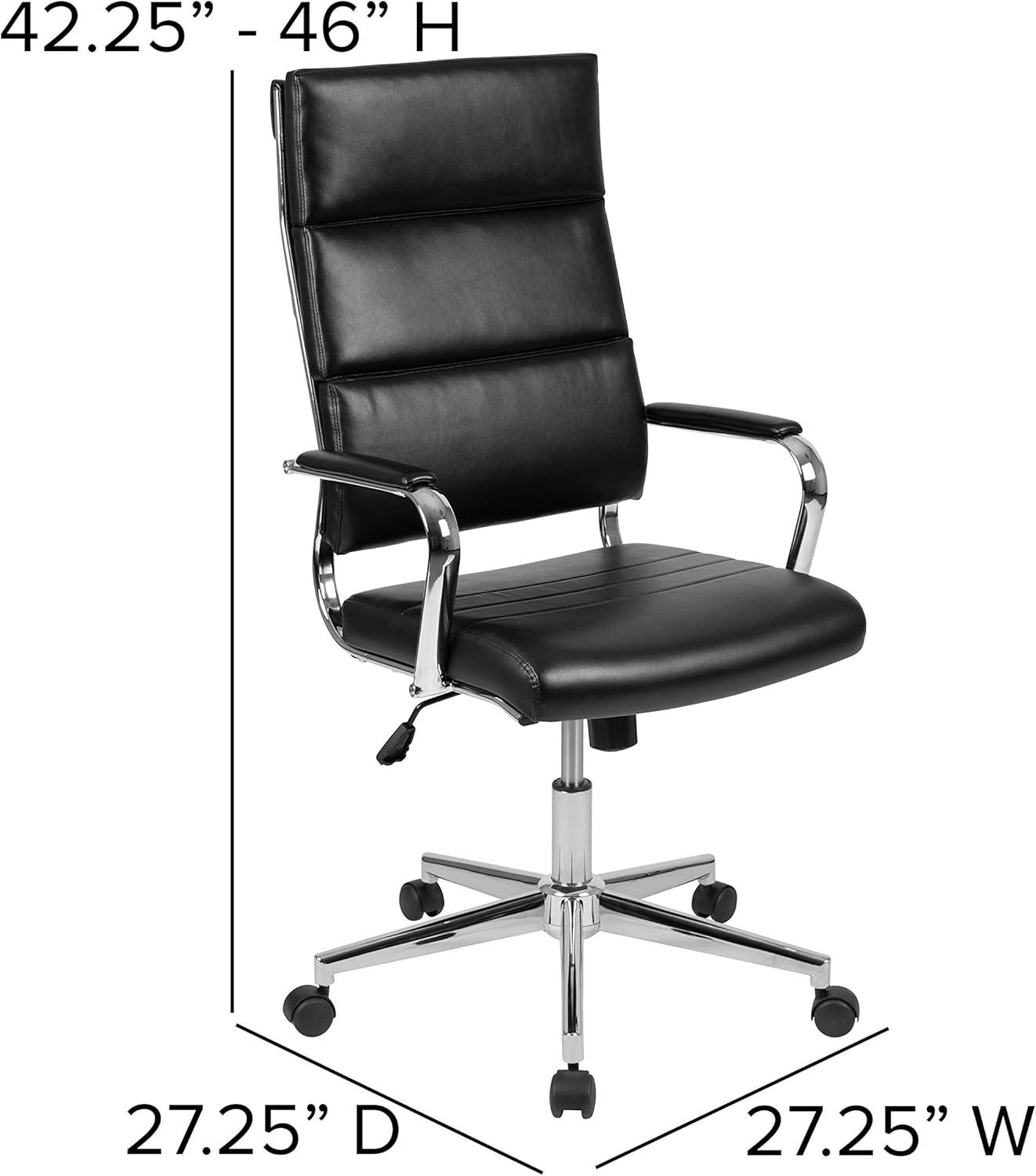 Flash Furniture Hansel High Back Black LeatherSoft Contemporary Panel Executive Swivel Office Chair