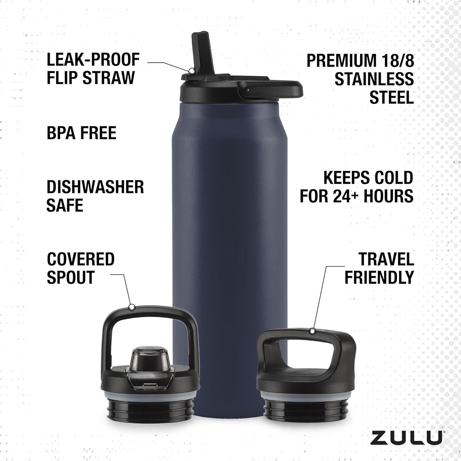 Zulu Base 40oz Stainless Steel Water Bottle - Navy Blue