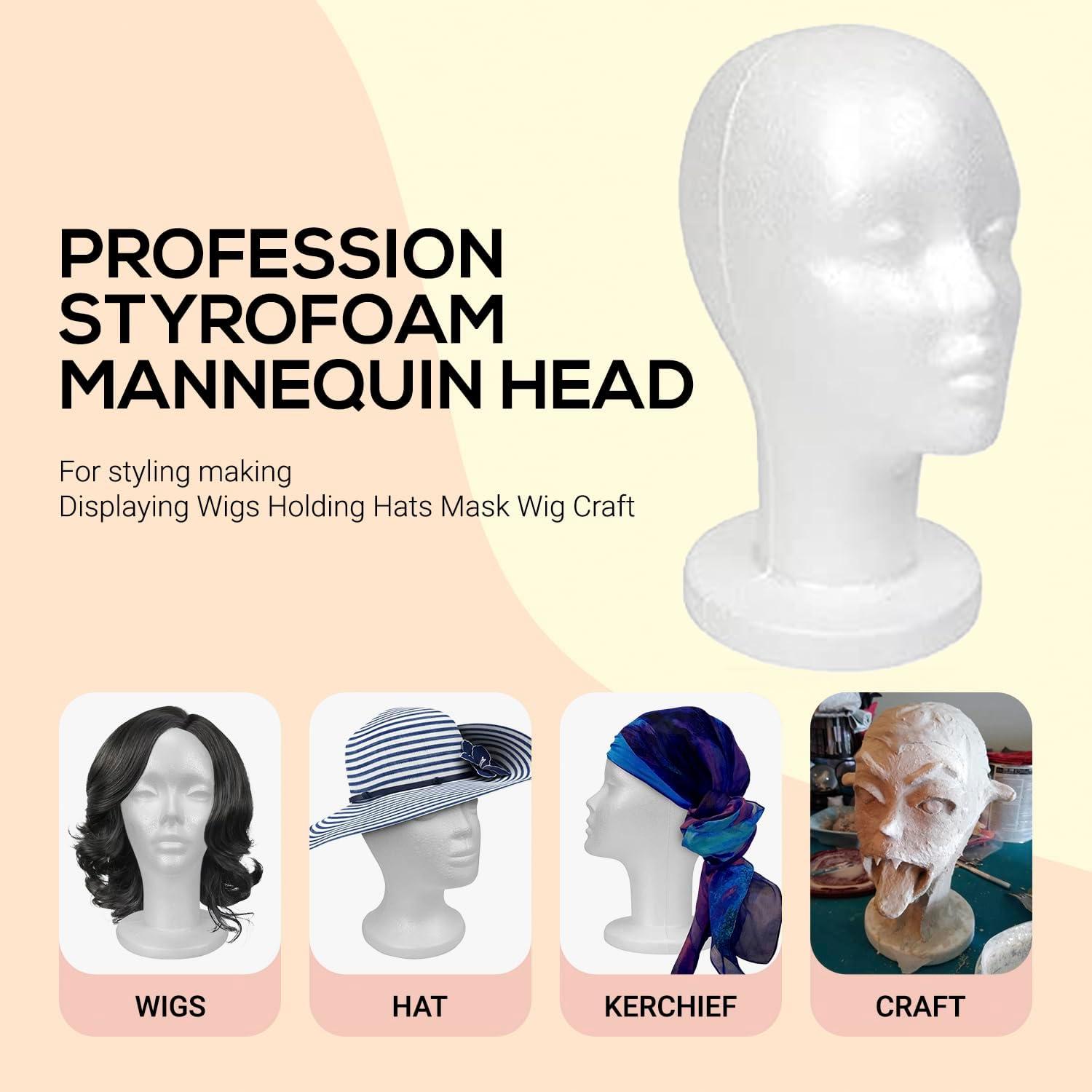 Mannequin Head Manikin Head Wig Mannequin Head Styrofoam Mannequin Head, White Foam Wig Head Display (1 PACK)