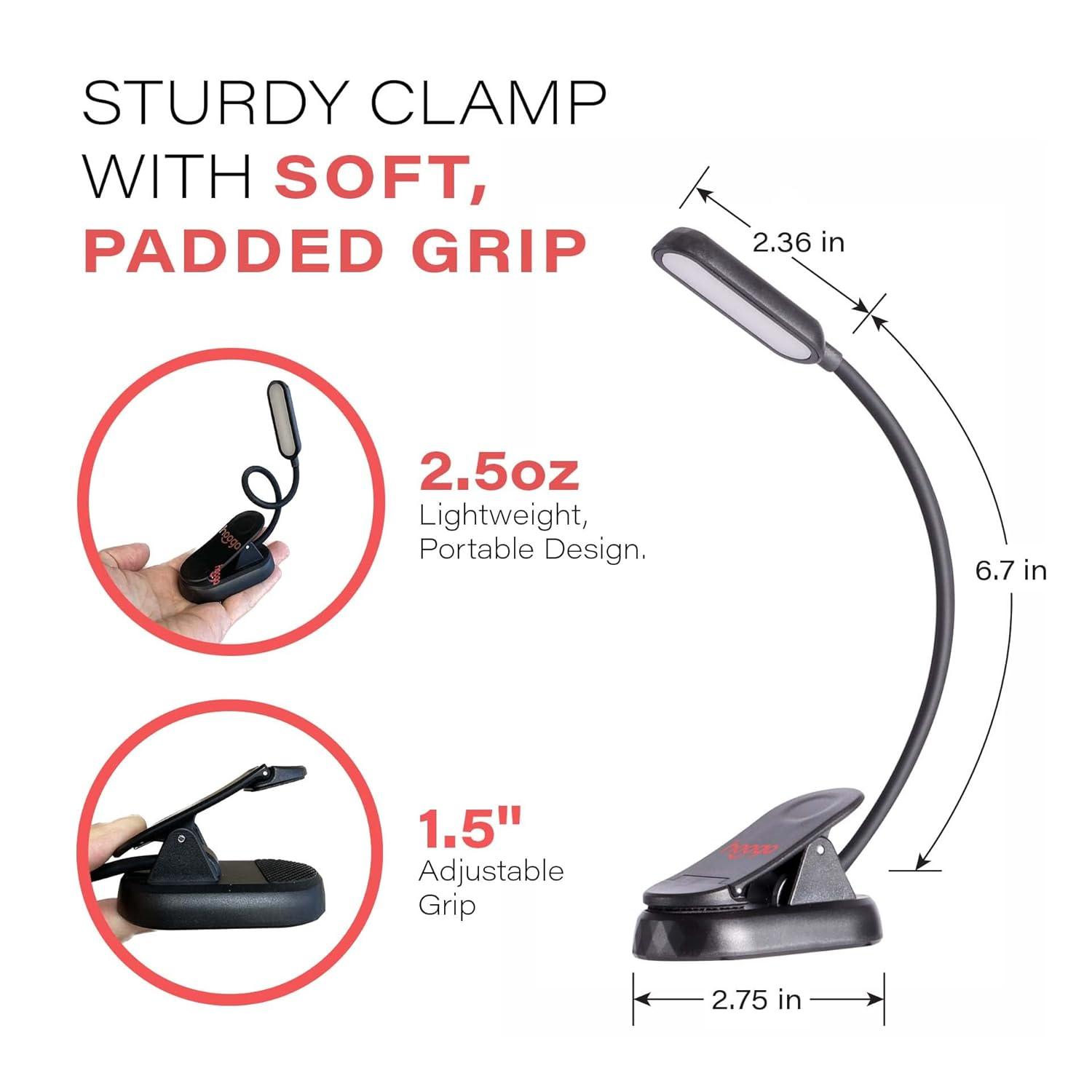 Book Light, Blue Light Blocking, Amber Clip-On Reading Light by Hooga. 1600K Warm LEDs for Reading in Bed. Sleep Aid Light. Rechargeable 1200mAh Battery. Adjustable Brightness. Works with Kindles
